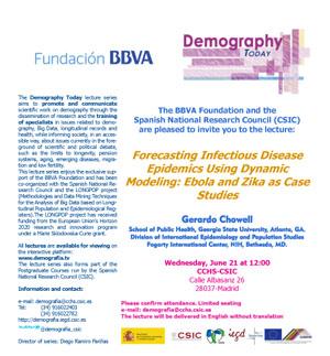 Ciclo de conferencias y curso de postgrado: "Demography Today": "Forecasting Infectious Disease Epidemics Using Dynamic Modeling: Ebola and Zika as Case Studies"