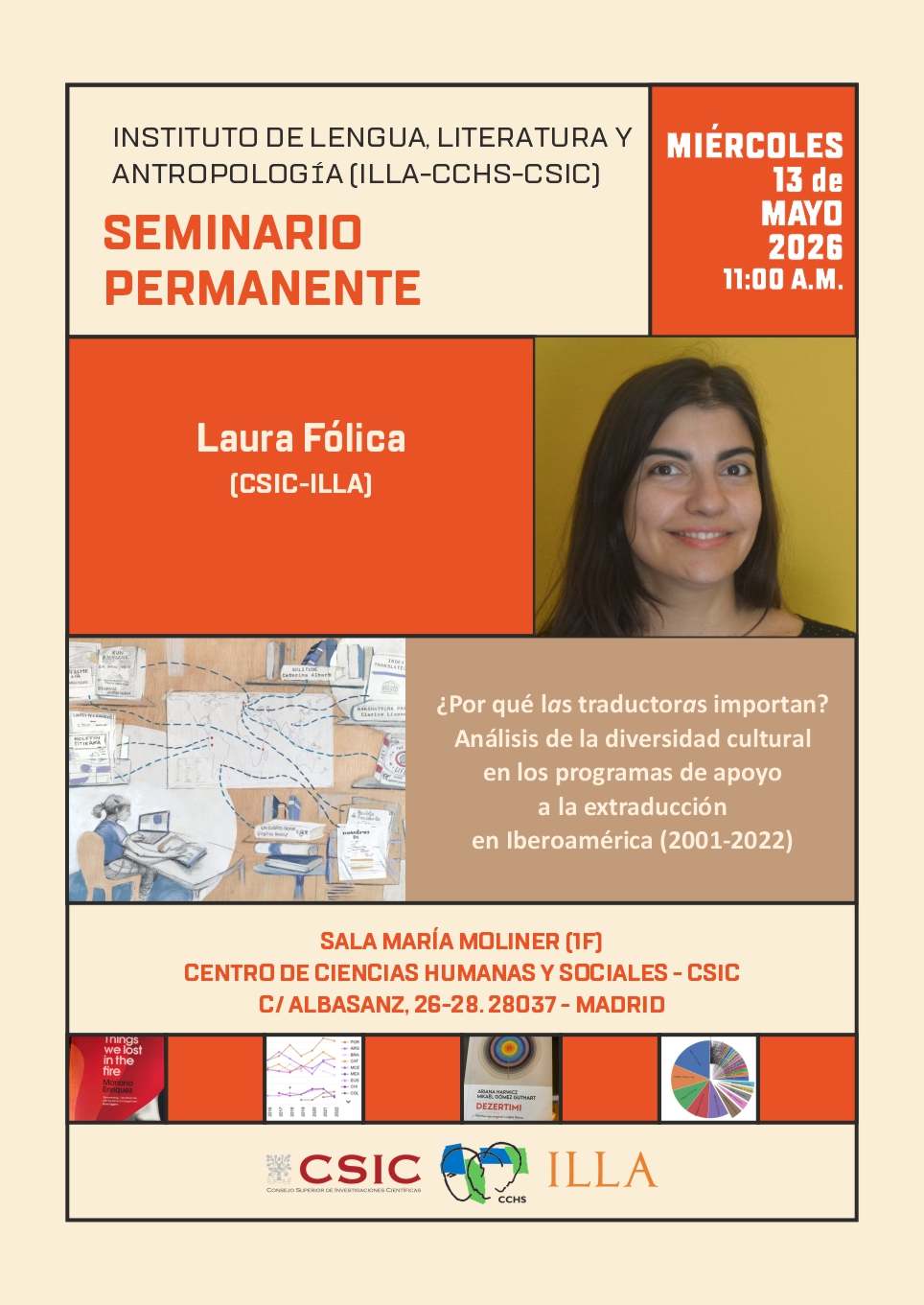 Seminario permanente del ILLA: "¿Por qué las traductoras importan? Análisis de la diversidad cultural en los programas de apoyo a la extraducción en Iberoamérica (2001-2022)"