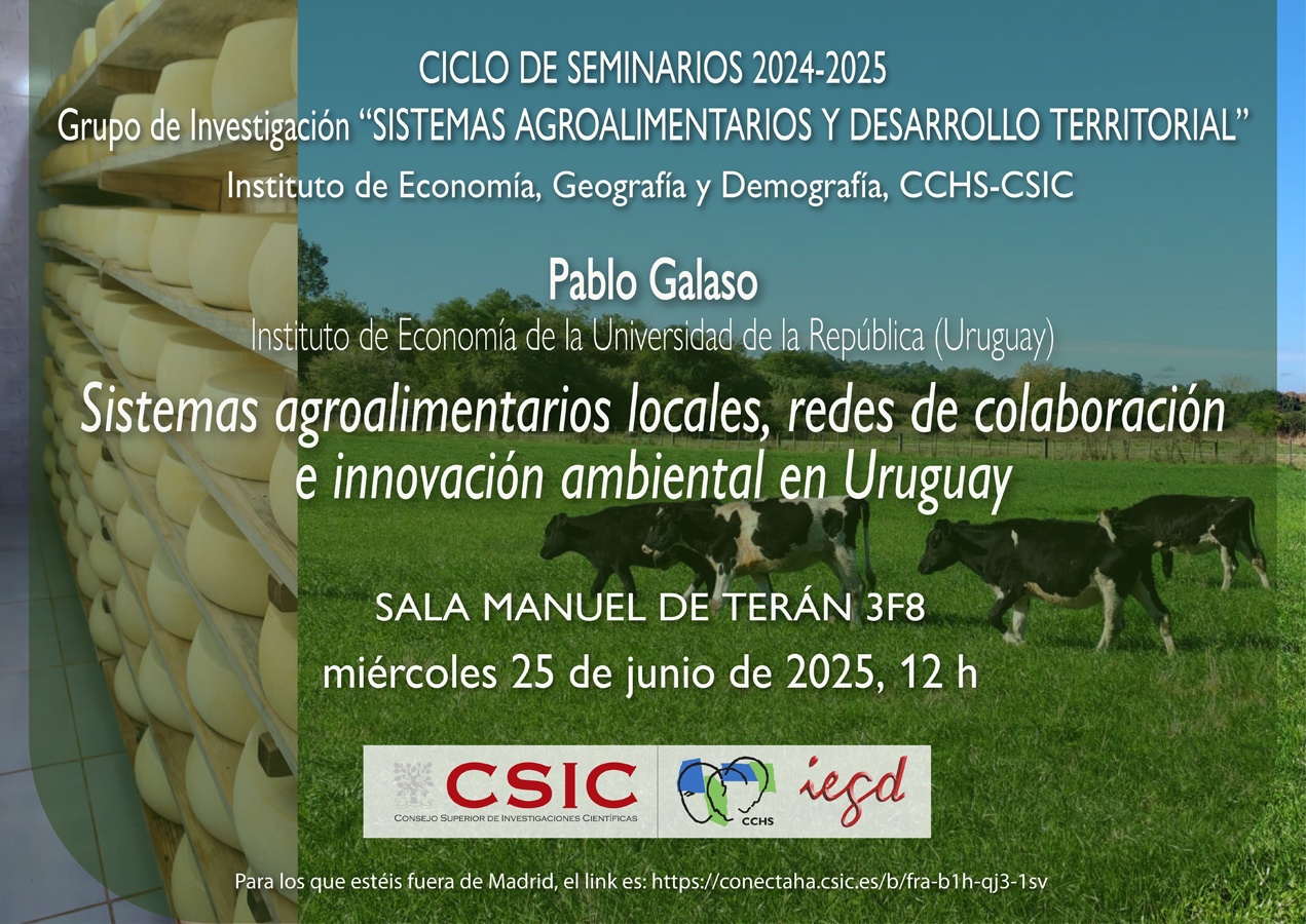 Ciclo de seminarios SADT 2024-2025 "Sistemas agroalimentarios locales, redes de colaboración e innovación ambiental en Uruguay"