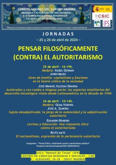 Jornadas: "Pensar filosóficamente (contra) el autoritarismo"